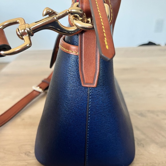 Dooney & Bourke navy blue and brown leather Satchel - Picture 4 of 13